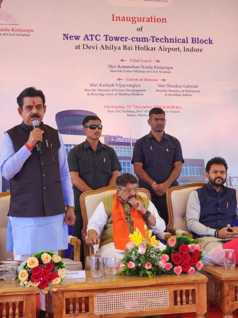 नागरिक उड्डयन मंत्री मा.श्री राममोहन नायडू जी ने इंदौर एयरपोर्ट पर नए एटीसी, फायर सेफ्टी भवन एवं गार्बेज प्लांट का लोकार्पण कर दी सांसद शंकर लालवानी व इंदौर को देश मे नंबर वन की शुभकामनाएं।*